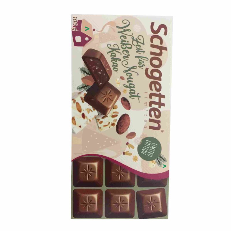 Schogetten weißer Nougat Kakao 100g Packung