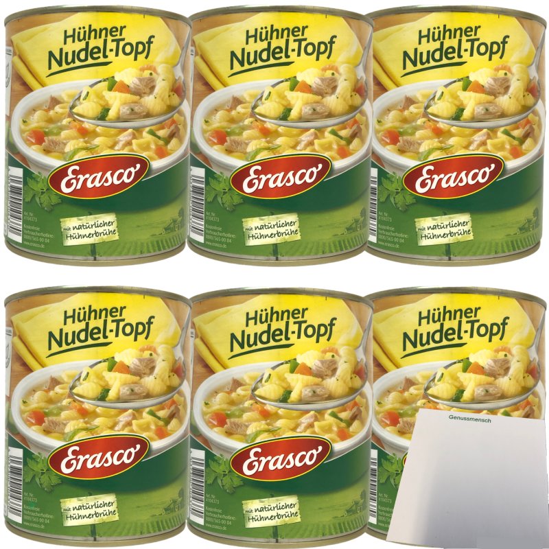 Erasco Hühner Nudeltopf mit natürlicher Hühnerbrühe 6er Pack 6x800g