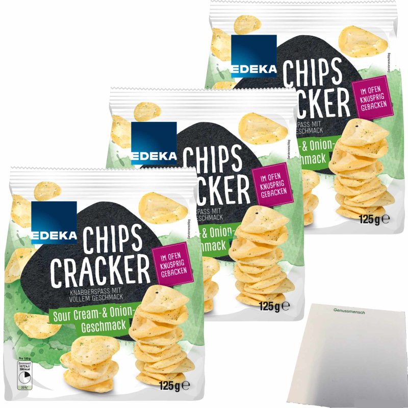 EDEKA Chips Cracker Sour Cream Onion 3er Pack 3x125g Packung Usy