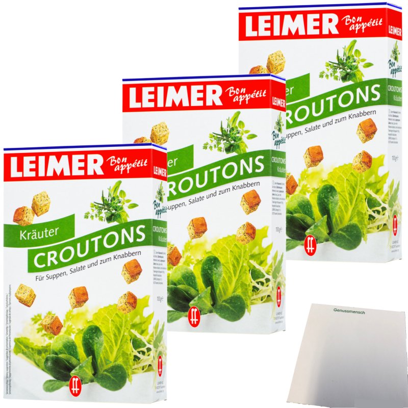 Leimer Croutons Kräuter für Suppen Salate und zum Knabbern 3er Pack