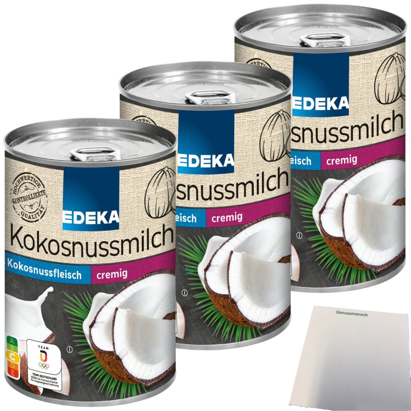 Edeka Kokosnussmilch Cremig 3er Pack 3x400ml Dose Usy Block