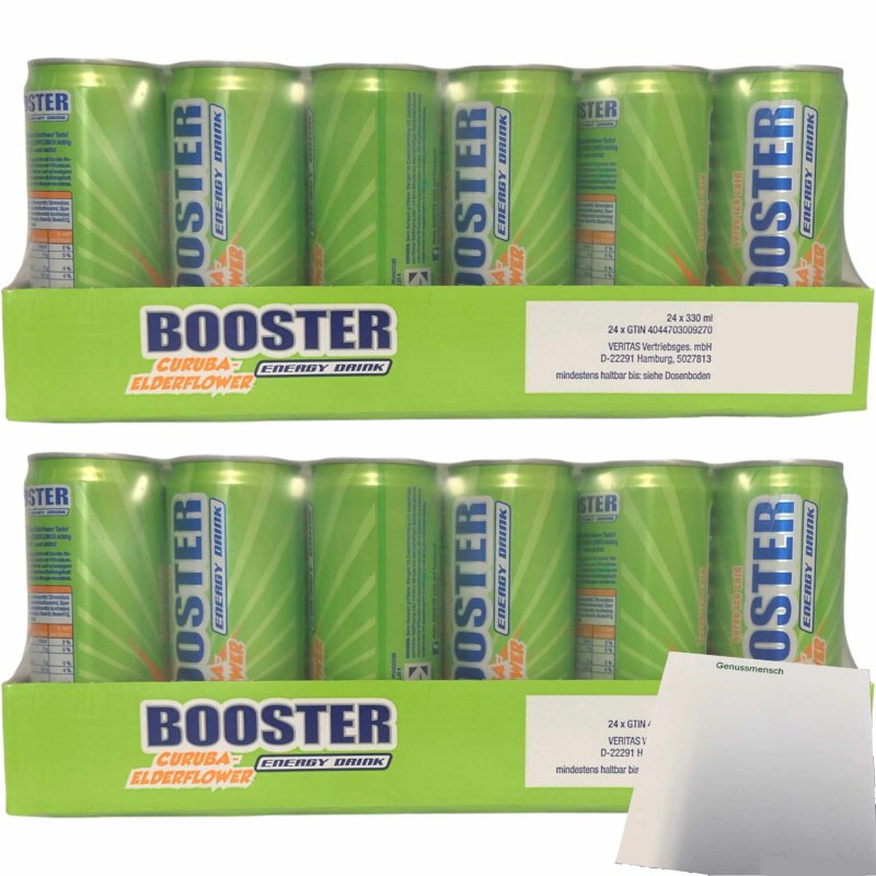 Booster Energy Drink Curuba Holunderblüte DPG 2er Pack 48x330ml Dose