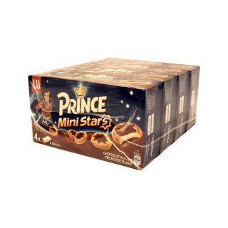 Prince Mini Stars Milchschokolade, 4 x (4x 6 Keks) (Mini Keks mit Schokostern)