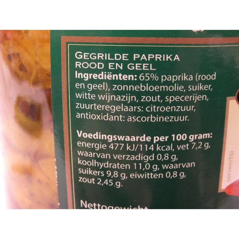 Grand Gérard Gegrilde Paprika rood en geel 1000g Glas (gegrillte rote