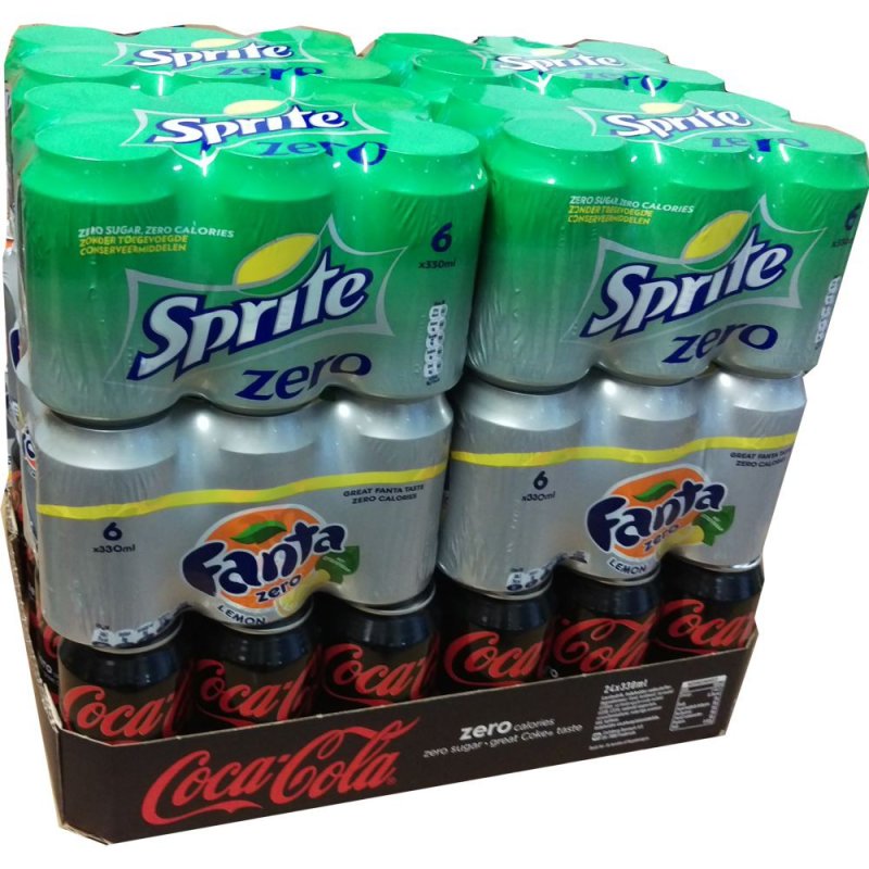 Coca Cola Zero, Fanta Lemon Zero & Sprite Zero je 24 x 0,33l Dose XXL