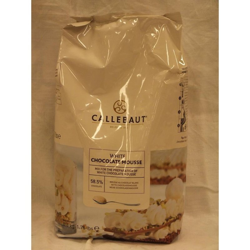 Callebaut Mousse de chocolat blanc belge en poudre avec 58,5 % de chocolat  blanc belge, 800 g