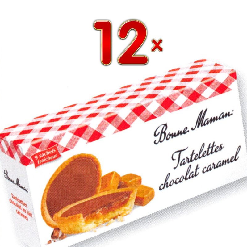 Bonne Maman Tartelettes Chocolat Caramel 12 X 135g Packung (Mürbeteig