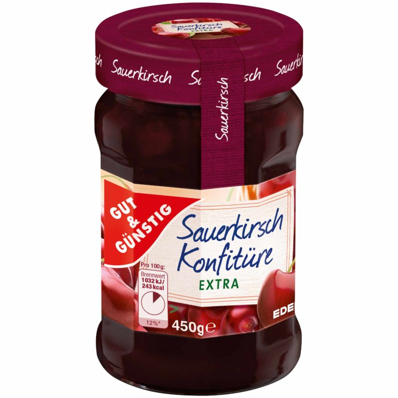 Gut&amp;Günstig Sauerkirsch Konfitüre extra mit 50% Frucht und ganzen Kir