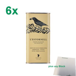 L’Estornell "Natives Olivenöl Extra" Gastropack (6x500ml Dose) + usy Block