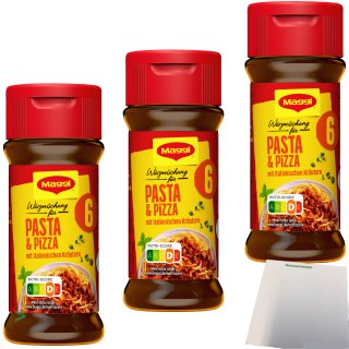 Maggi Würzmischung Nr. 6 Pasta & Pizza 3er Pack (3x60g Glas) + usy Block