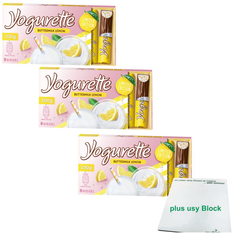 Yogurette Buttermilk Lemon Limited (3x100g 8 Riegel Edition Pack 3er