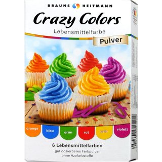 Lebensmittelfarbe Crazy Colors (6x4g Packung)