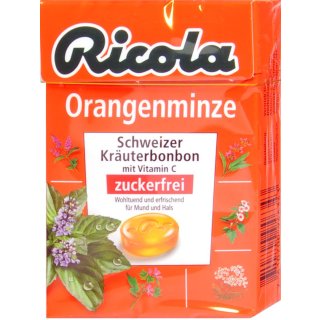 Ricola Böxli Orangenminze Zuckerfrei  50g