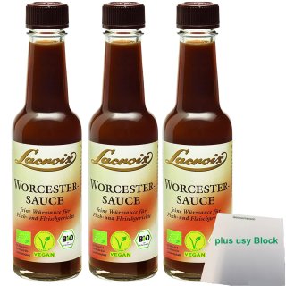 Lacroix Worcestersauce 3er Pack (3x140ml Flasche) + usy Block