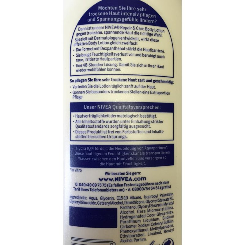 Nivea Body Lotion Repairandcare Für Sehr Trockene Haut 400ml Flasche