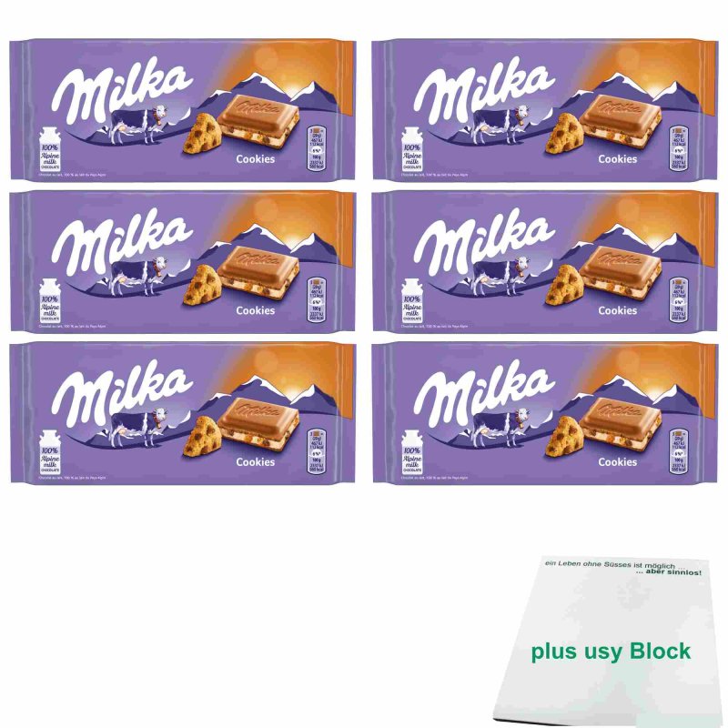 Milka Cookies Schokolade (6x100g 6er Pack Tafel)