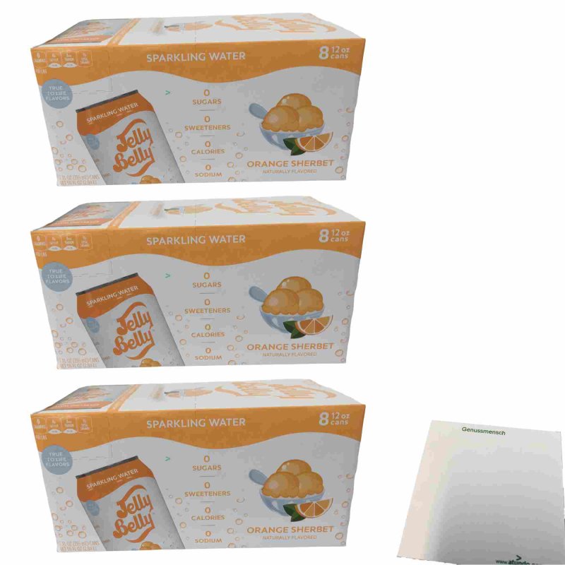 Jelly Belly Sparkling Water Orange Sherbet USA 3er Pack + usy Block