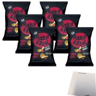 Rough & Real Chips Sweet Chili 6er Pack (6x125g Beutel) + usy Block