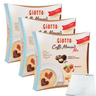 Ferrero Giotto Caffè Momenti Mix Cookies&Cream, Haselnuss & Dänischer Butterkeks 3er Pack (3x193g Box) + usy Block