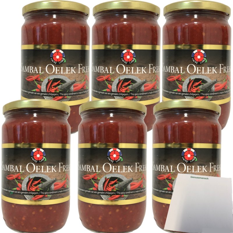 Lucky Label Sambal Oelek 6er Pack 6x720g Glas Usy Block