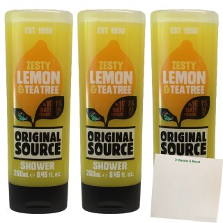 Original Source Zesty Lemon & Tea Tree Duschgel 3er Pack (3x250ml Flasche) + usy Block
