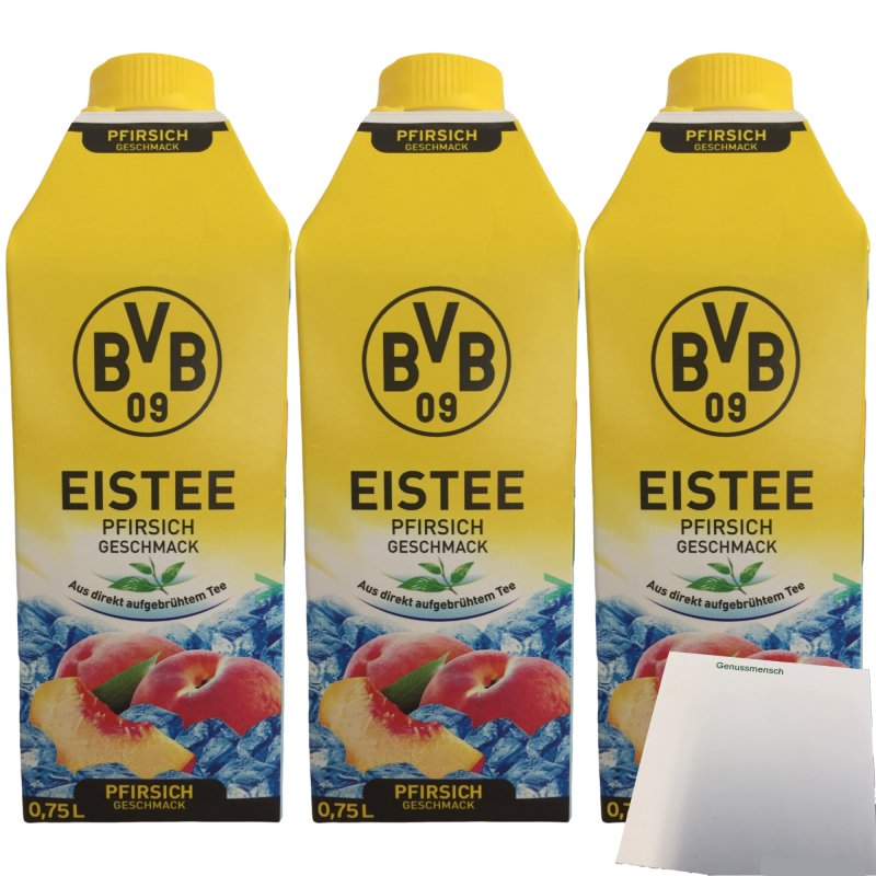 BVB Eistee Pfirsich 30% weniger Zucker 3er Pack (3x750ml Packung) + u