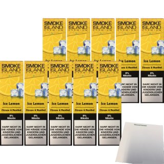 Smoke Island E-Shisha Ice Lemon ohne Nikotin 10er Pack (10x600 Züge) + usy Block