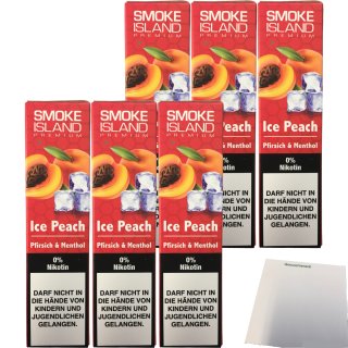 Smoke Island E-Shisha Ice Peach ohne Nikotin 6er Pack (6x600 Züge) + usy Block