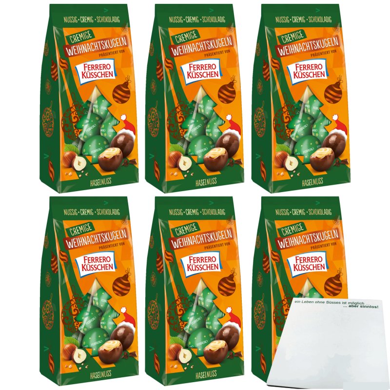 Ferrero Küsschen Cremige Weihnachtskugeln mit Haselnuss 6er Pack (6x1