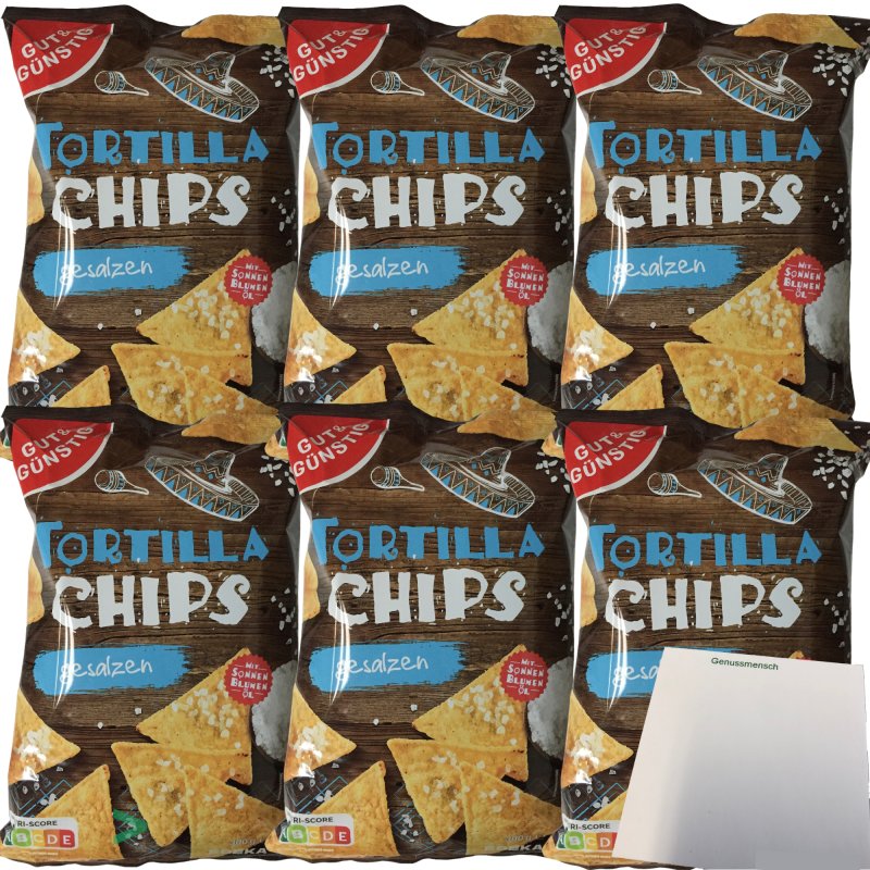 Gut und Günstig Tortillachips Mais Chips gesalzen 6er Pack 6x300g Be