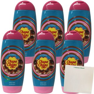 Chupa Chups 2in1 Duschgel und Shampoo Vanille Cookie 6er Pack (6x 250ml) + usy Block