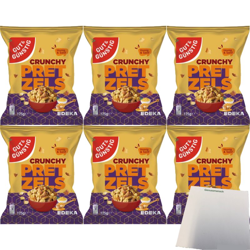 G&G Crunchy Pretzel Honig Senf Brotchips 6er Pack (6x125g Packung)