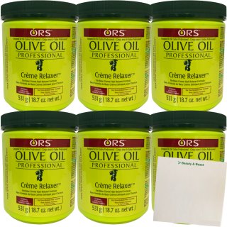 Organic Root Salon Olive Oil Professional Creme Relaxer 6er Pack (6x531g Dose) + usy Block