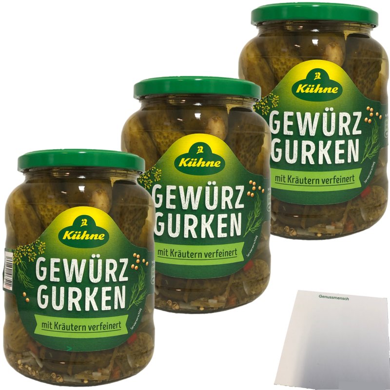 Kühne Gewürzgurken Auslese mit Kräutern verfeinert 3er Pack (3x360g G