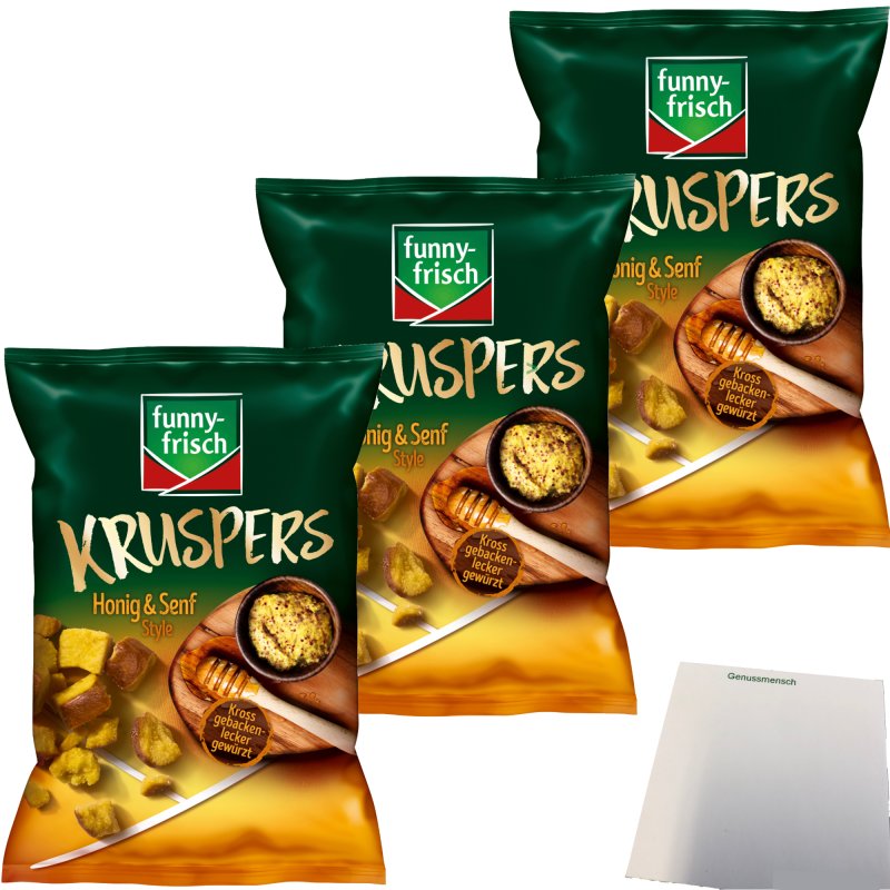 funny frisch Kruspers Honig und Senf Weizenkräcker 3er Pack (3x120g T