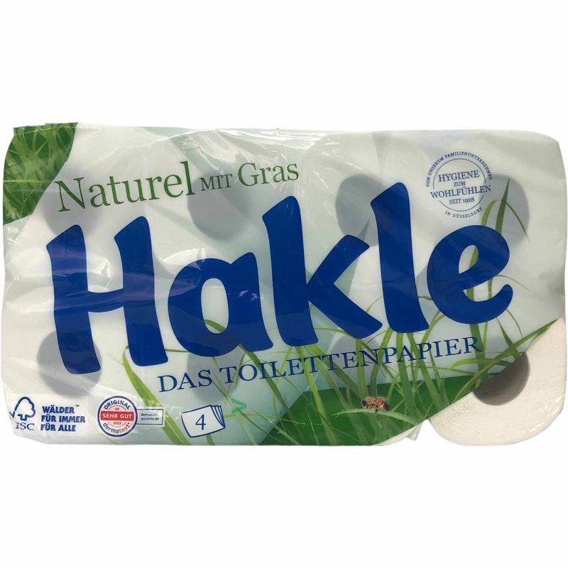 Hakle Toilettenpapier Naturel mit Blatt) (8x130 Gras 4-lagig