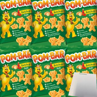 Funny Frisch Pom-Bär Ketchup Kartoffel-Snack Glutenfrei 6er Pack (6x75g Packung) + usy Block