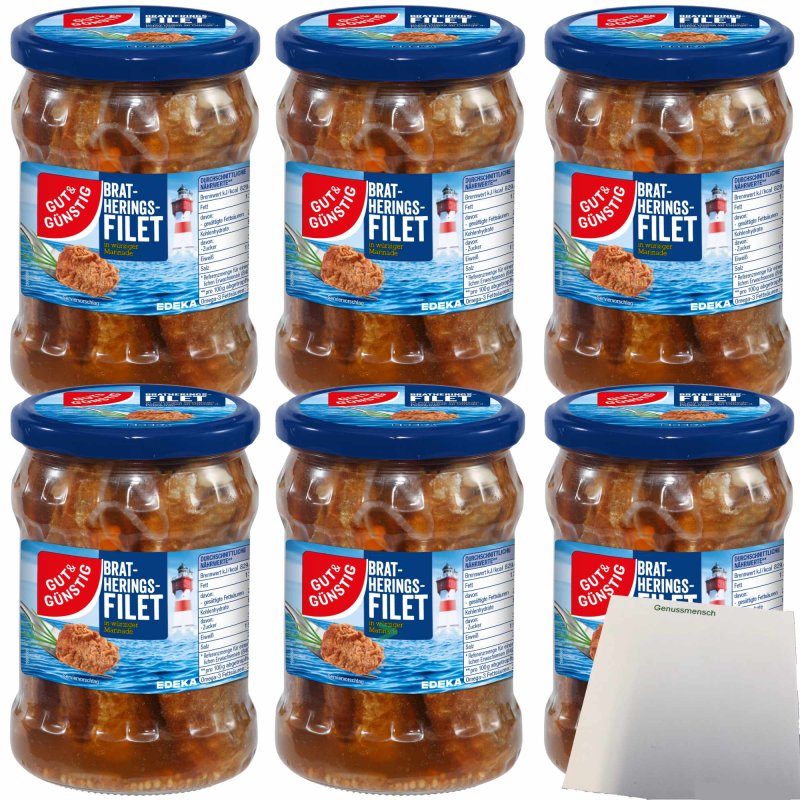 Gut&amp;Günstig Bratheringsfilet in würziger Marinade 6er Pack (6x500g Gl