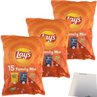 Lays 15 Family Mix Chips 3 verschiedene Sorten 3er Pack (3x315g Beutel) + usy Block