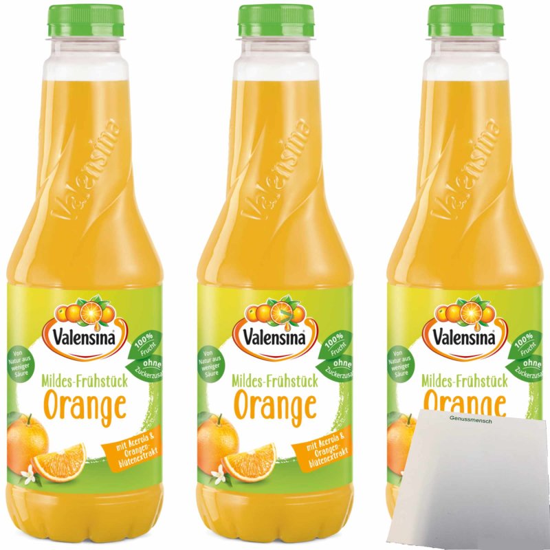 Orangensaft 3er ohne Orange Milde 100% Frucht Valensina Zuckerzusatz