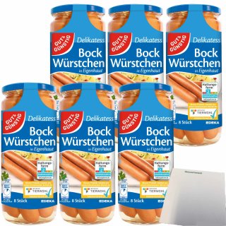 Gut&Günstig Bockwürstchen in Eigenhaut Spitzenqualität 6er Pack (48 Stück 6x720g ATG) + usy Block