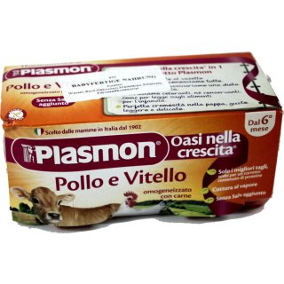 Plasmon pollo vitello Babykost mit Kalbfleisch und Hühnerfleisch (2x80g Glas)