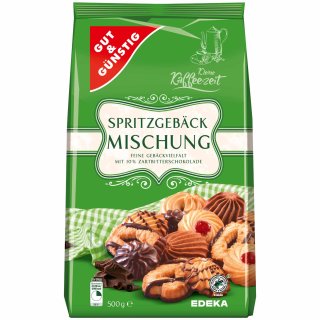 Gut&Günstig Spritzgebäckmischung mit 6 ausgewählte Spritzgebäckspezialitäten (500g Packung)