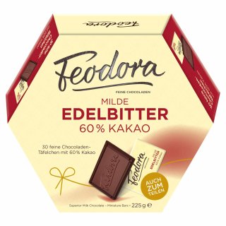 Feodora Schokolade Täfelchen 60% Edelbitter (225g Packung)