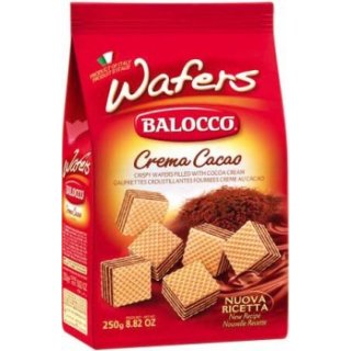 Balocco Wafer Crema Cacao Waffeln mit Kakaocremefüllung (250g Beutel)