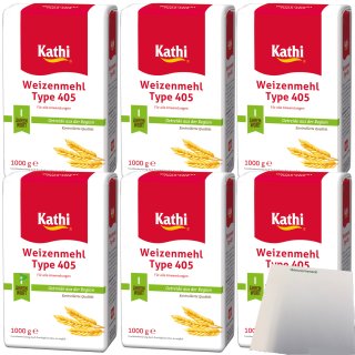 Kathi Weizenmehl Typ 405 mit Getreide aus der Region 6er Pack (6x1kg Packung) + usy Block