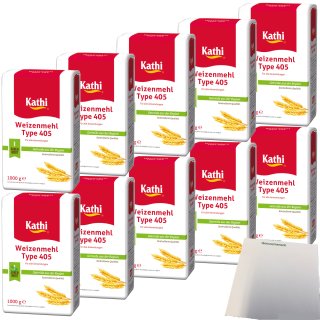 Kathi Weizenmehl Typ 405 mit Getreide aus der Region 10er Pack (10x1kg Packung) + usy Block