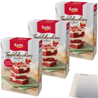 Kathi Backmischung für Teufelskuchen vom Blech 3er Pack (3x685g Packung) + usy Block