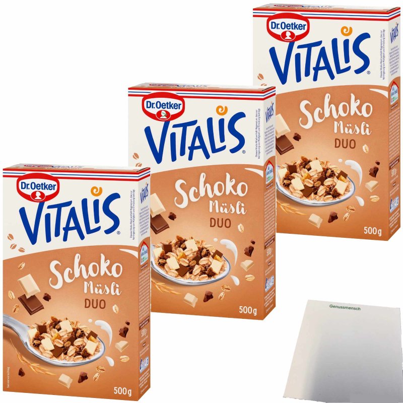 Dr Oetker Vitalis Schoko Duo Müsli 3er Pack 3x500g Packung usy B