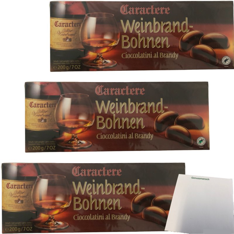 Caractere Weinbrandbohnen Zartbitterschokolade gef llt mit Weinbrandt